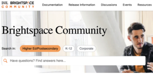Image of Brightspace Community website landing page.